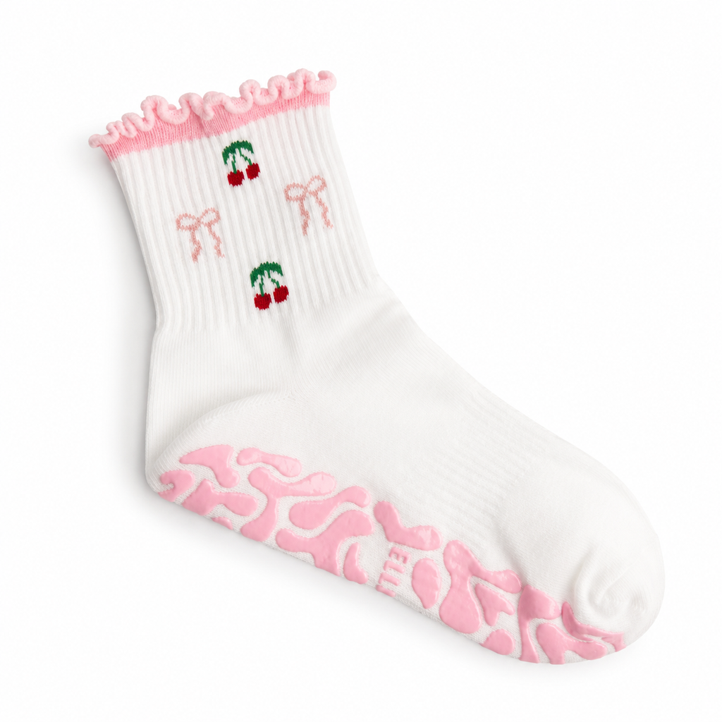 🍒🎀 Cherries & Bows Pilates Socks