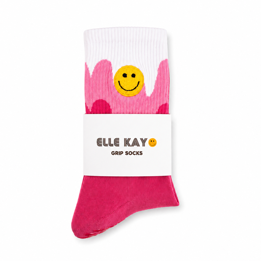 🙂 Happy wavvy Pilates Socks-Pink